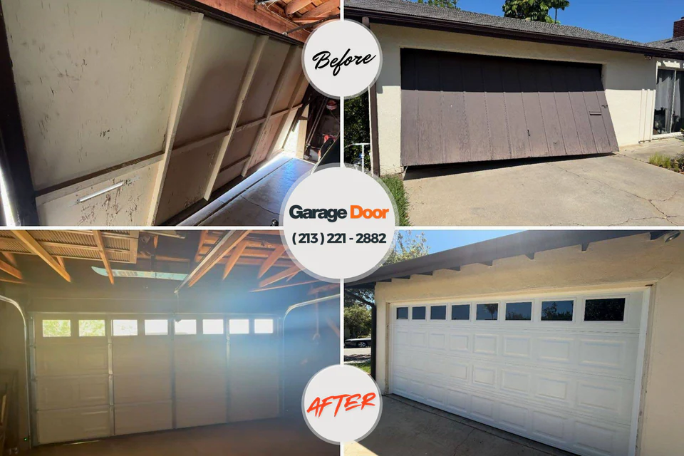 Before and after: garage door repair Fredericksburg, VA